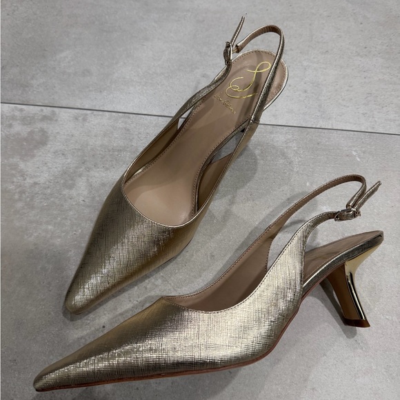 Sam Edelman Gold Leaf Slingback Heels - Picture 3 of 4
